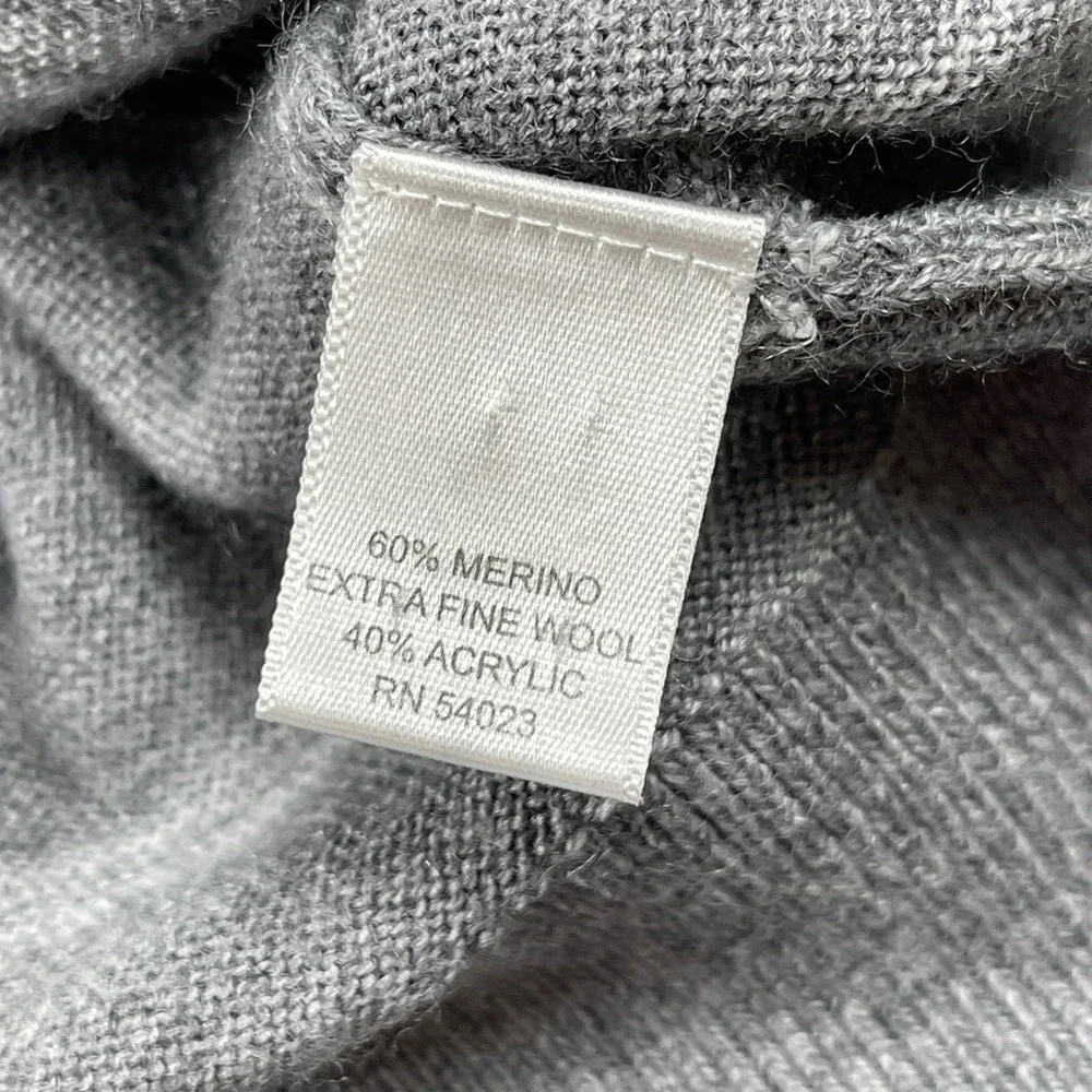 Banana Republic Sweater Mens Large Grey Striped‎ Merino Wool Blend Crew Neck